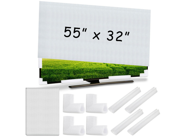 TV Cushioning Foam Set Include 1 Pcs Foam Flat Screen TV Cover Fits up to 55'' W x 32'' H and 8 Pcs Moving Foam Corner Edge Protectors for TV...