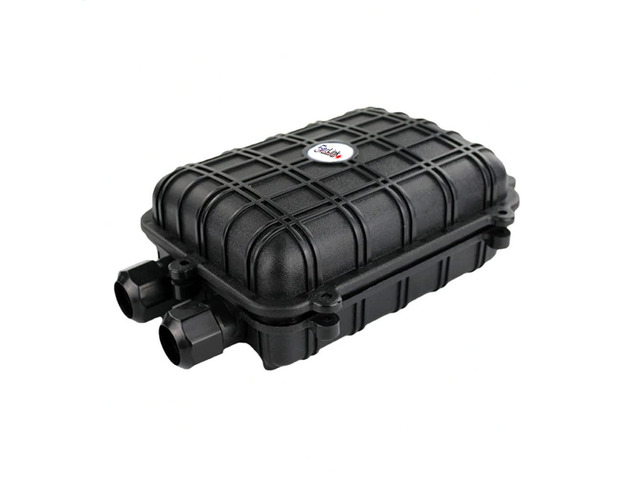 Outdoor Rated Fiber Optic Splice Enclosure Waterproof Black Stainless Steel Includes Fiber Optic Cable, Splices Holds Up to 24 Strands