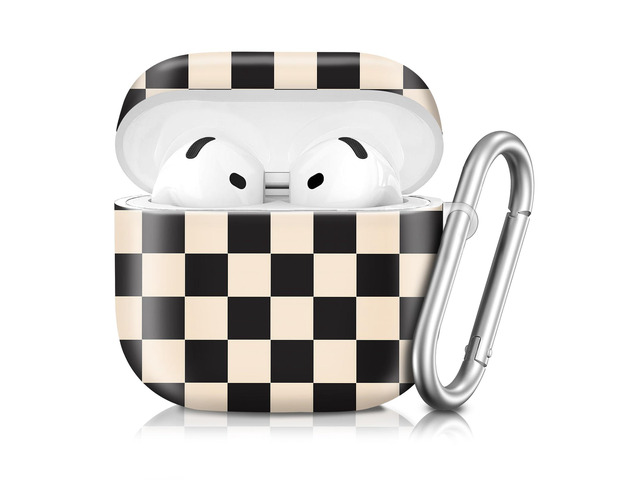 Compatible with AirPod 4th Generation 2024 Case, Shockproof Anti-Drop Protective Cover, Cute Case for Women Men with Keychain(Black Beige Plaid) Compatible with AirPod 4th Generation 2024 Case, Shockproof Anti-Drop Protective Cover, Cute Case for Women Men with Keychain(Black Beige Plaid)