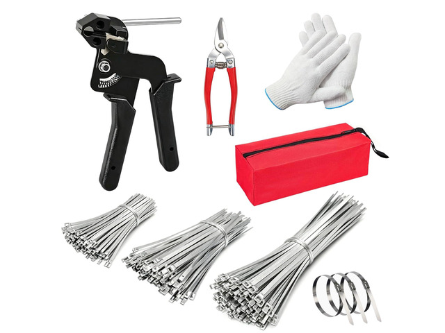 Heavy metal cable ties, 400 pcs metal cable tie gun set, 6/8/11.8in 304 stainless steel, multifunctional self-locking cable tie kit, suitable for...