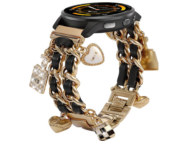 22mm Stylish Metal Band Compatible with Garmin Vivoactive 4/Venu4 45mm/Venu 3/Venu 2, Pretty Chain Strap Compatible with Forerunner 265/255/745