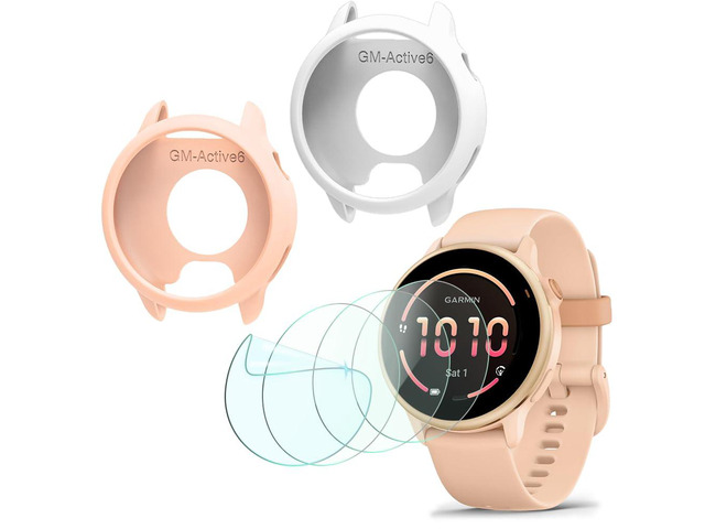 Compatible for Garmin vivoactive 6 Screen Protector, HD TPU Screen Protective Film Not Tempered Glass and Case Silicone Soft Frame Cover (Pack of 4+2)