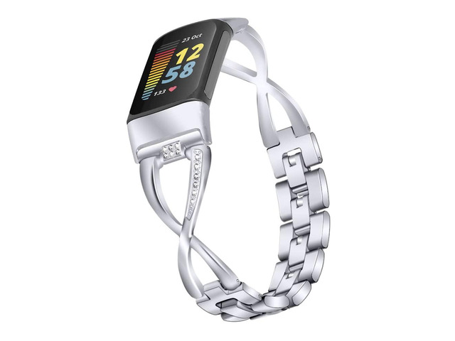 Fit for Fitbit Charge 6 Bands for Women Men, Dressy Metal Bling Replacement Band Straps Wristbands Bracelet for Fitbit Charge 6 Fitness Tracker