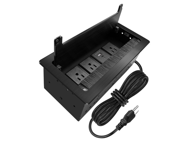 Conference Table Power Hub with Type-C Fast Charging, 3 AC Outlets Hidden Desktop Power Hub with 20W Type-C Charging, 3 AC Outlets & 9.8FT Cord...