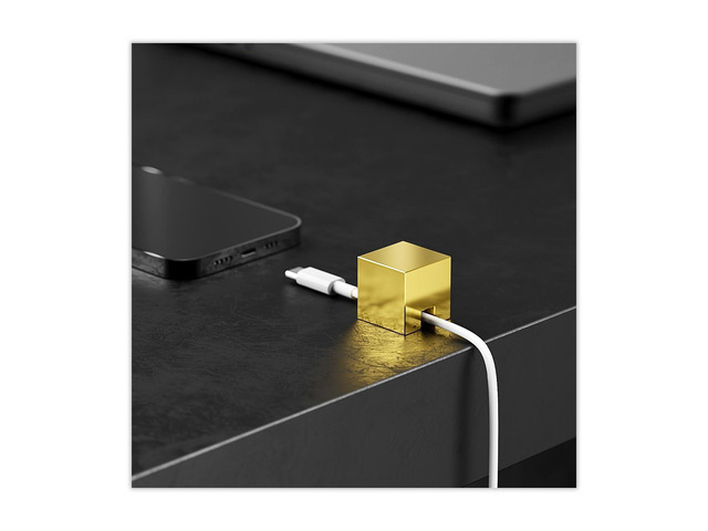 Metal Cord Holder, Weighted Cable Organizer or Management, Heavy Wire Keeper for Nightstand, Desk, Bedside Table - Cube Cords Strap for Lightning,...