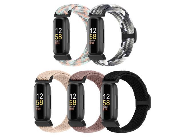 Braided Stretchy Solo Loop Compatible for Fitbit Inspire 3/2/HR, Ace 3/2 for Women Men, 5 Pack Nylon Elastic Straps Wristbands