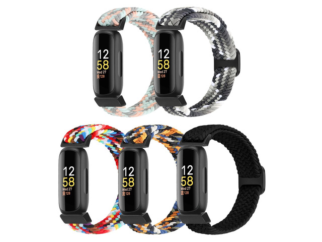 Braided Stretchy Solo Loop Compatible for Fitbit Inspire 3/2/HR, Ace 3/2 for Women Men, 5 Pack Nylon Elastic Straps Wristbands