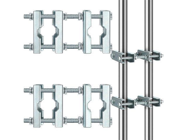 2 Pack Double Antenna Mast to Mast Clamp Bracket Kit with V Jaw Block for 1'-2.5' Od Poles Heavy Duty Pole to Pole Mounting Hardware for Ham TV...
