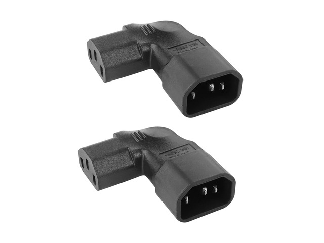 C14 to C13 Power Adapter 2PCS IEC320 C14 to C13 Right Angle Power Adapter 90 Degree C14 to C13 Plug Kettle Turn Power Extension Adapter (Left Angle)