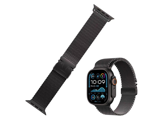 Milanese Mesh Loop Compatible with Apple Watch Bands 49mm 46mm 45mm 44mm 42mm for Men Women, Pure Titanium Mesh Loop with Parachute-style Buckle...
