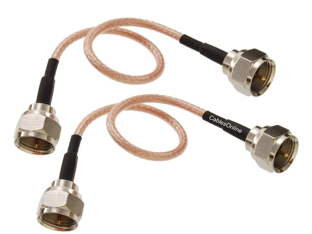 CablesOnline, 2-Pack 6-inches Slim Coax 75-ohm RG179 with F-Type Connectors TV, Satellite & Antenna Cable, SI-FF100-2