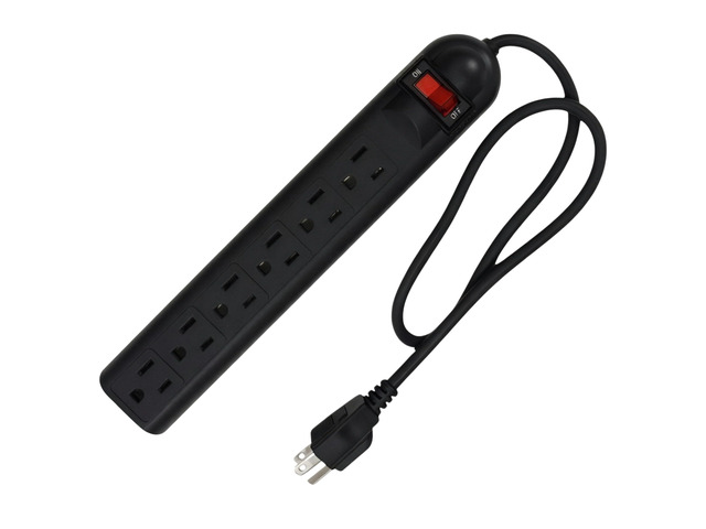 Power Strip Surge Protector with 6 Outlets, Portable Indoor Extension for Home and Office Use (2, Black)