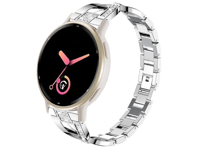 Compatible for Garmin Vivoactive 6/Vivoactive 5/3/3 Music Band, 20mm Metal Bling Jewelry Rhinestone Strap Wristband for Venu Sq 2/Venu 2...
