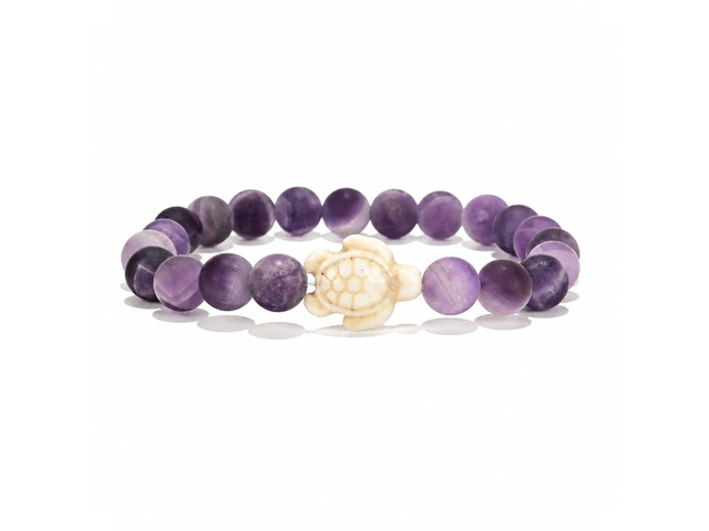Sea Turtle Tracking Bracelet Amethyst, helps save sea turtles, one size fits most Men and Women