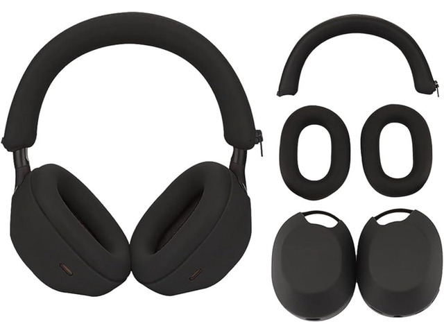 3 Set Case Cover for Sony WH-1000XM5 Headphones,Embody Ear Pad Cover/Headband Cover/Ear Cover Soft Silicone Headphones AccessoriesBlack