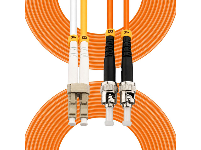 65FT LC to ST Fiber Patch Cable OM1, Multimode Duplex Jumper Cord Long-reach solution for cross-room networking. Bridge LC SFP to legacy ST...
