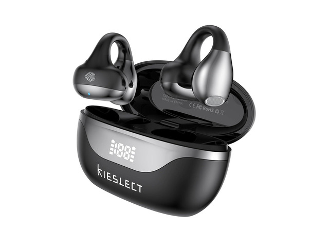 Clip on Open Ear Wireless Bluetooth Headphones with AI 165 Language Translator, Real Time Translation Earbuds with Wireless Charging Case, Black,...