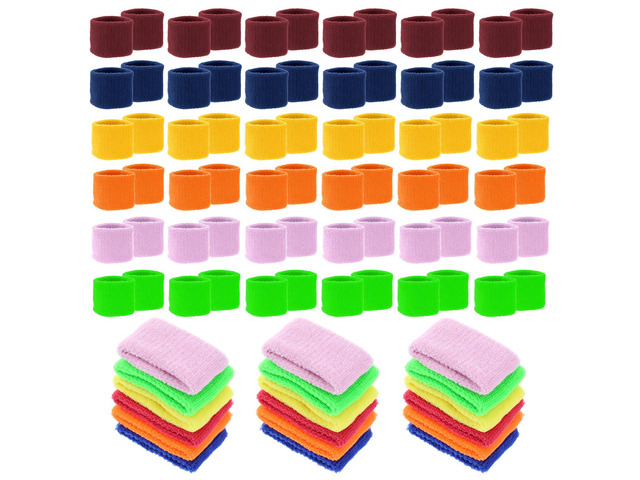 72 Pcs(36 Pairs) Sports Wristbands for Kids Bulk, Wrist Sweatbands for Kids, Neon Sports Wristband for Children, Fan Wristband for Summer Camp,...