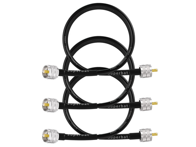 RG8x Jumper Cable 3ft Low Loss UHF PL259 CB Coax Cable 3-Pack 50 ohm PL259 cb antenna cables for Ham Radio Antenna Analyzer SWR Meter Dummy Load