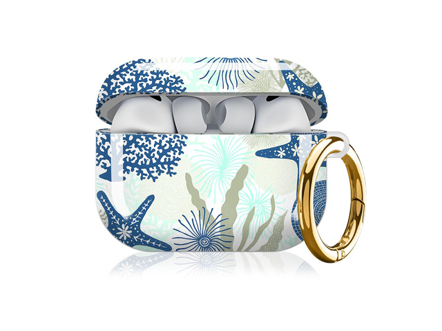 Compatible with AirPod Pro 3 Case, Cute Hard TPU Protective Cover with Keychain, Shockproof Design Case for Women & Girls,Starfish Seashell