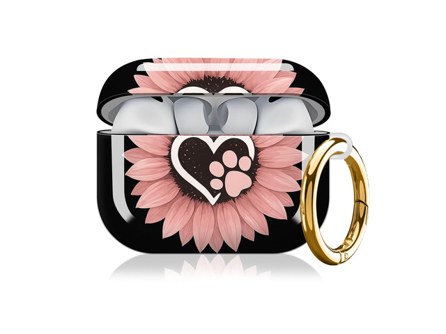 Compatible with AirPod Pro 3 Case, Cute Hard TPU Protective Cover with Keychain, Shockproof Design Case for Women & Girls,Sunflower Pink Flowers...