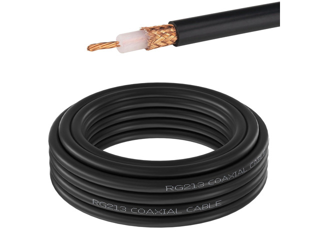 RG213 Coaxial Cable Bulk 15FT, 50 Ohm Low Loss RG-213 Coax Cable Bare Copper Stranded Center Conductor & Braid, Pro-Grade Wire for CB Ham Radio,...