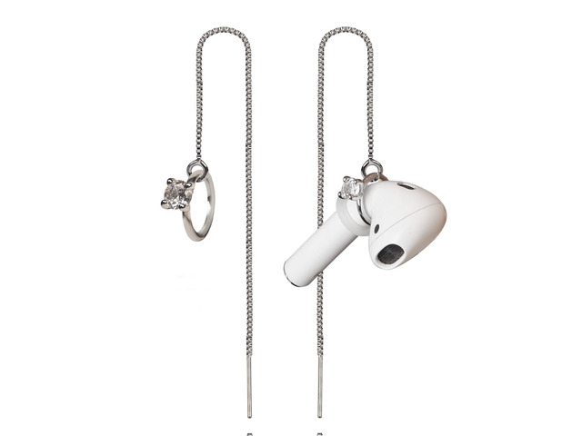Anti-Lost Earrings Wireless Earphone Holder chain strap Compatible for Airpods pro 2 1 & Airpods 1 2 3 (Zircon Ring)