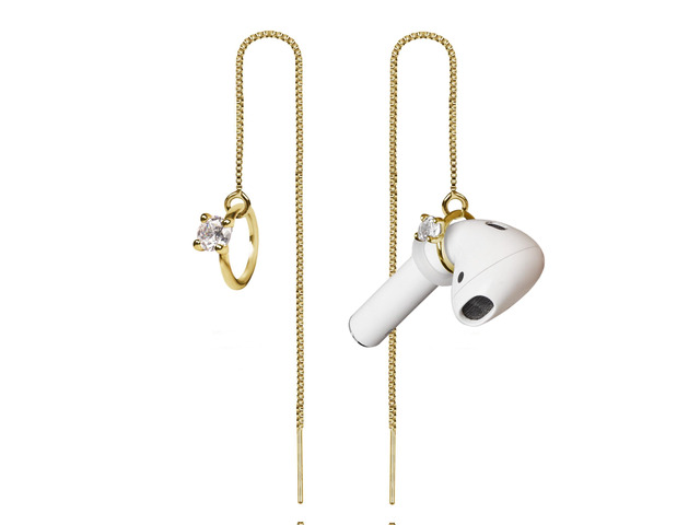 Anti-Lost Earrings Wireless Earphone Holder chain strap Compatible for Airpods pro 2 1 & Airpods 1 2 3 (Gold Ring)