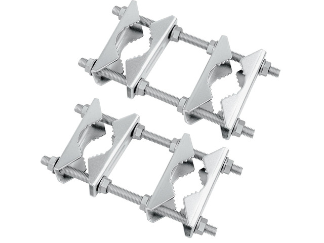 Double Antenna Mast Clamp, Mast to Mast Mount Bracket Kit with V Jaw Blocks, Heavy Duty Antenna Pole Clamp for Ham TV, CB, Security Cameras,...