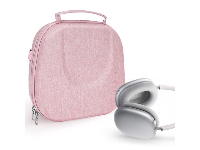 NOVA Headphones Case for Apple AirPods Max 2 / AirPods Max, Hard EVA Shell Travel Carrying Bag with Strap and Room for Smart Case (Pink)