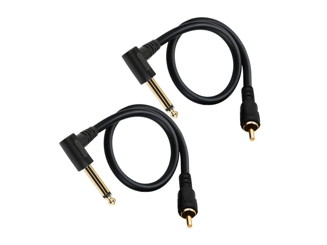 RCA to 1/4' TS Audio Cable, Right Angle Gold-Plated Connector, 90 Degree Angle 6.35mm TS Mono Male to RCA Male Audio Adapter Cable for...