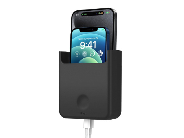 Phone Holder Mount for All Phone Models Screw Mounting, Available Wired Charging, Caddy, Desktop Organizer, Remote (Black)