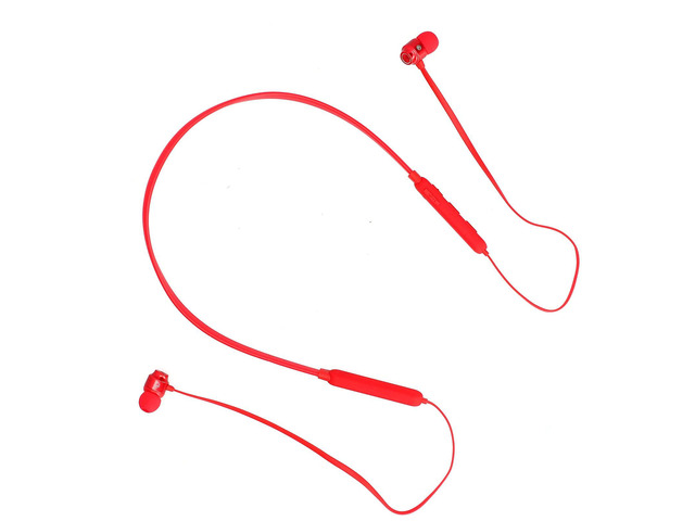 Neckband 5. Headset with Noise Cancellation for Sport and Exercise, Battery Life, Earbuds in Red (Red)