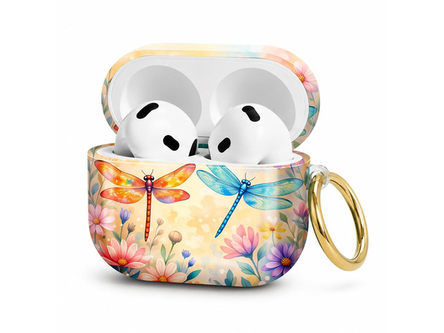 Compatible with AirPod 4 Case 2024 Hard Shell Protective Cover for Airpod 4th Generation with Gold Ring Keychain Shockproof Anti-Scratch Case for...