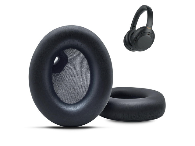 WH-1000XM4 Earpad Cushions, Replacement Ear Pad for Sony WH-1000XM4 Headphones with Noise Isolation Foam Soft Protein Leather (Black)