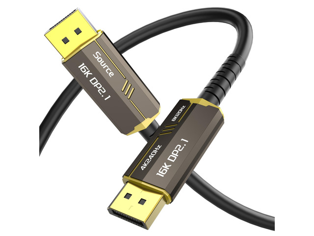 Fiber Optic DisplayPort Cable 2.1 50ft, 16K Fiber DisplayPort 2.0 Cable Supports 54Gbps [16K@30Hz, 8K@60Hz, 4K@240Hz] Supports FreeSync and G-Sync...
