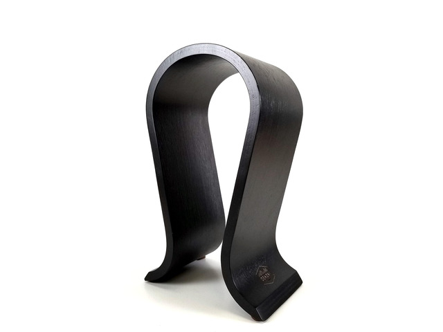 Omega Wood Headphone Stand, Black Real Wood, Non-Slip Feet, Arched Support, Desk Display