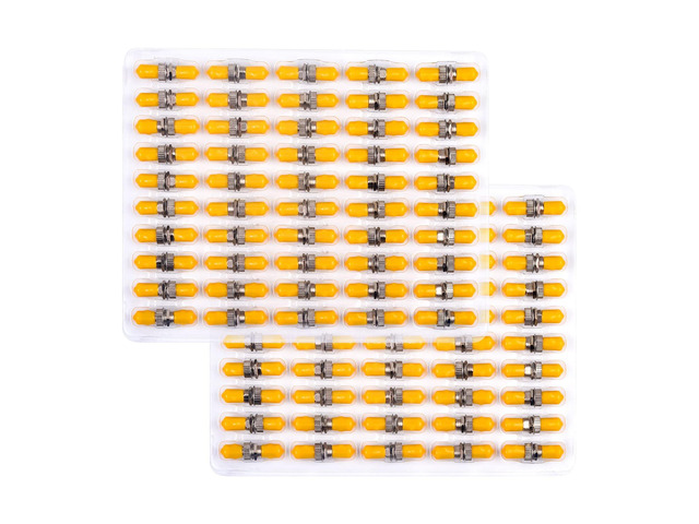 100-Pack ST Fiber Optical Couplers Adapter Cable Barrel Connector ST to ST Bulkhead Fiber Coupler Singlemode, Yellow Cap