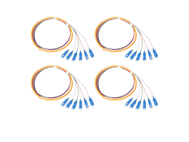 6-Strand SC UPC Singlemode Pigtail 1.2m, 4-Pack 6F SC/UPC singlemode fiber pigtails, 9/125um, low insertion loss. For FTTH, data centers, and...