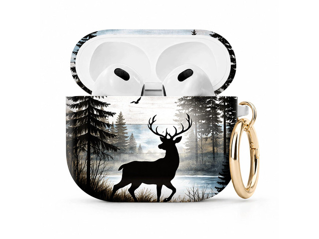 Compatible with Airpod 4 Case,TPU Cute Pattern Protective, Shockproof Anti Scratch Case with Keychain Ring,Supports Wireless Charging(Deer Forest...