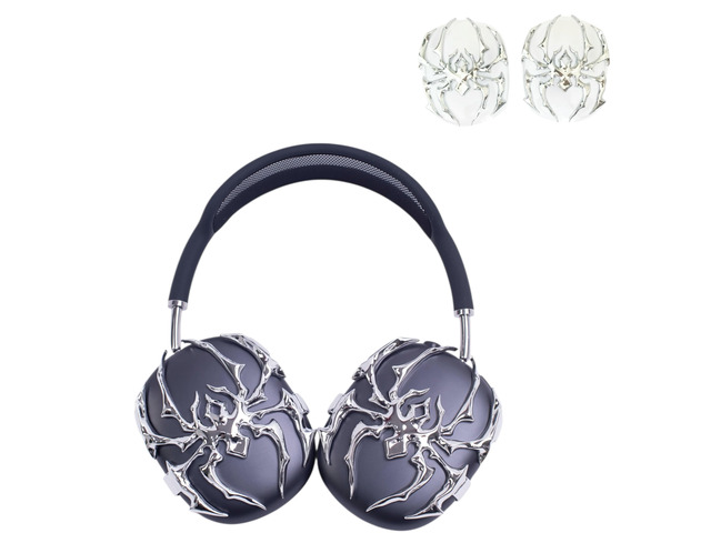 Chrome Spider on Hardshell Cases for AirPods Max, No Headset Included, Apple Headphone Accessories only, Fashion Headphone Accessories,