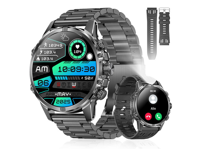 Smart Watch, 1.75-Inch AMOLED Display, IP67 Waterproof SmartWatch for Men with Flashlight, Answer/Make Call Fitness Trackers, 120+ Sports Modes,...