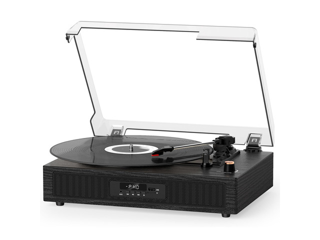 Vinyl Record Player with Built-in Speakers, Bluetooth Turntable 3-Speed Vinyl Player for 7, 10 and 12-inch Records, with USB/TF Playback and...