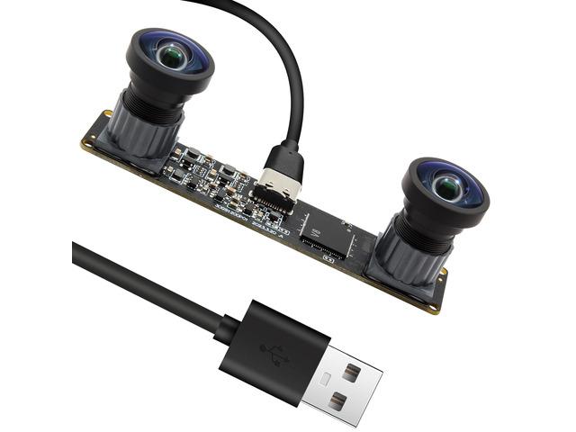 120fps Stereo Camera, 1200P Global Shutter USB Camera Module with Wide Angle Dual Lens, Synchronization for 3D VR Headset, 3D Printer, Motion Tracking