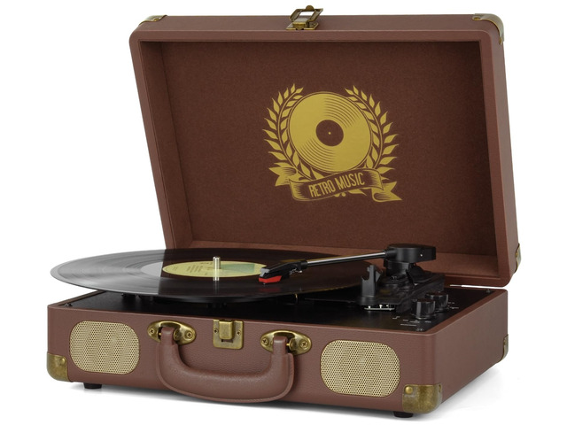 Vinyl Record Player Bluetooth Turntable 3-Speed Suitcase Portable Vintage Belt-Driven Record Player with Built-in Speakers RCA Line Out AUX in...