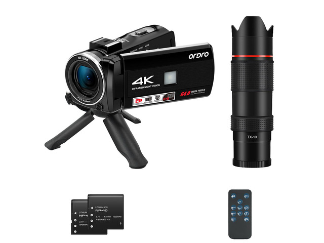 4K Video Camera Camcorder with 12X Telephoto Zoom Lens 3'' 270° Screen Digital Camcorder for Vlogging YouTube, IR Night Vision w/Remote