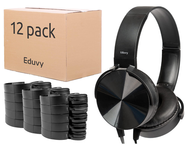 Bulk Headphones for Classroom, 12 Pack Durable Wired School Headphones for Students. Teacher Must Haves Supplies from Elementary to College (Black...