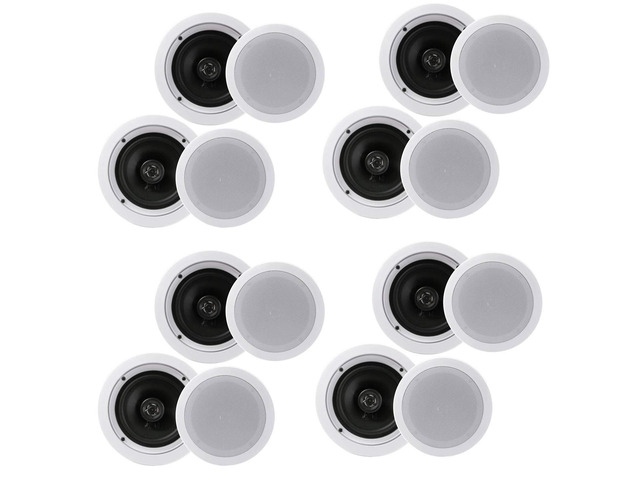 4 Pairs 6.5' 200W in Ceiling Wall Speakers, PDIC1661RD, White 2 Way Flush Mount Stereo Speaker System Pair, Easy to Install Indoor Home Audio Set...