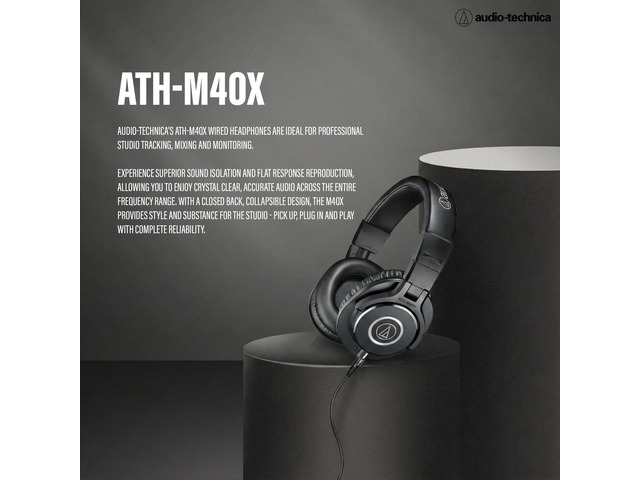 ATH-M40x Professional Monitor Headphones - Black Bundle with Case, Stand, Pouch, and Austin Bazaar Polishing Cloth