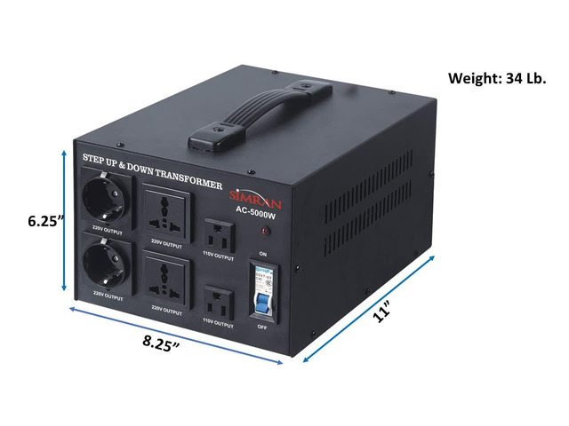 AC-5000 Step Up/Down Voltage Transformer Power Converter for Conversion Between 110 Volt and 220 Volts with Circuit Breaker, CE Certified, 5000...